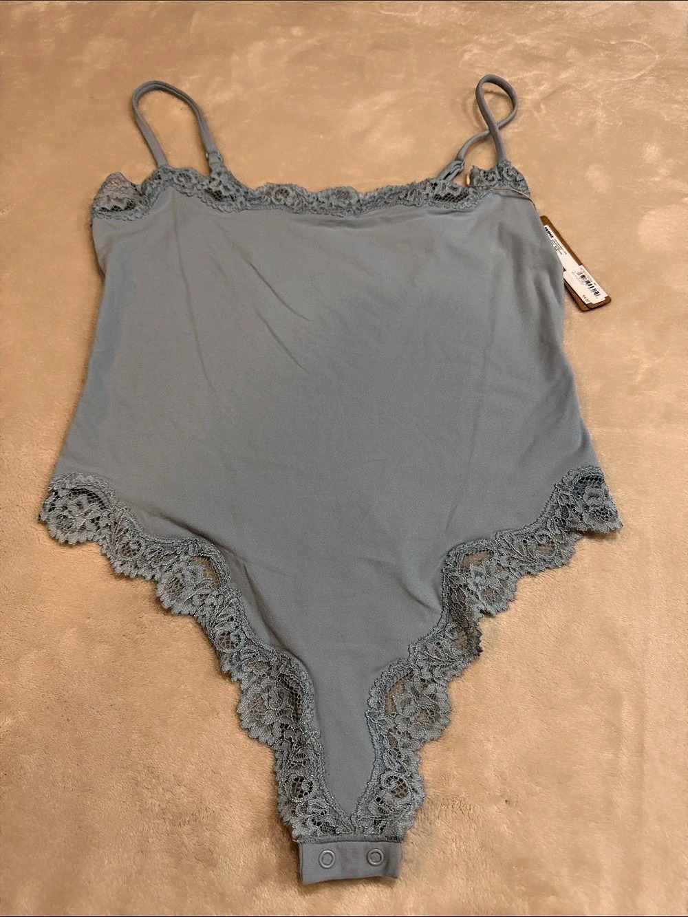 SKIMS Fits Everybody Lace Bodysuit Lace Bodysuit in Blue Size Medium NWT